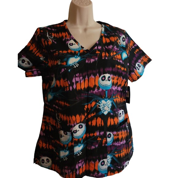 Disney's Nightmare Before Christmas NWT V-Neck Scrub Top Size Small - Picture 1 of 3
